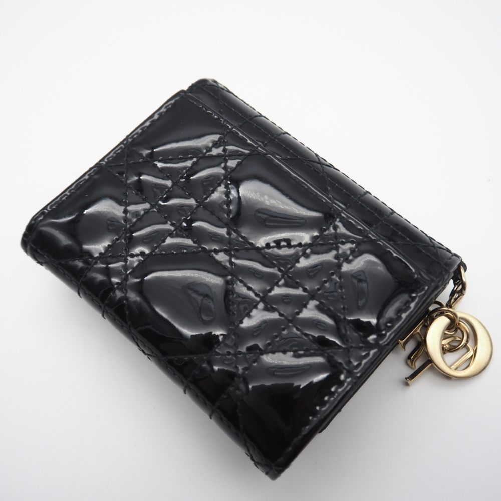 Christian Dior Dior Cannage Patent Calfskin Lady Lotus Wallet S0181OVRB Tri-f... - Picture 3 of 15